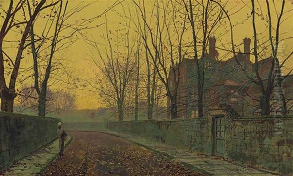 An Autumnal Glow Oil Painting by John Atkinson Grimshaw