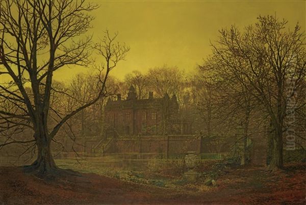 A Yorkshire Home Oil Painting by John Atkinson Grimshaw