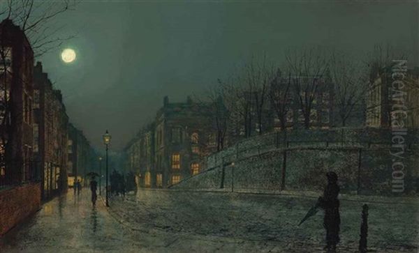 Heath Street, Hampstead Oil Painting by John Atkinson Grimshaw