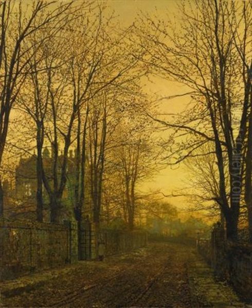 October After Glow Oil Painting by John Atkinson Grimshaw