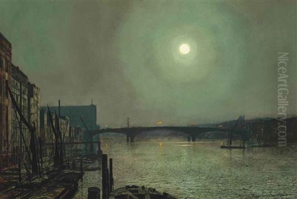 Southwark Bridge From Blackfriars Oil Painting by John Atkinson Grimshaw