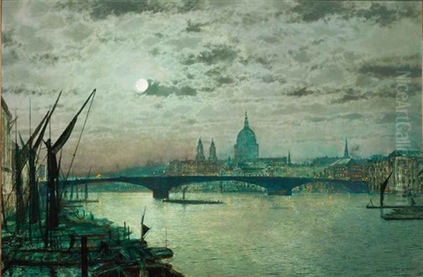 Southwark Bridge And St. Paul's Oil Painting by John Atkinson Grimshaw