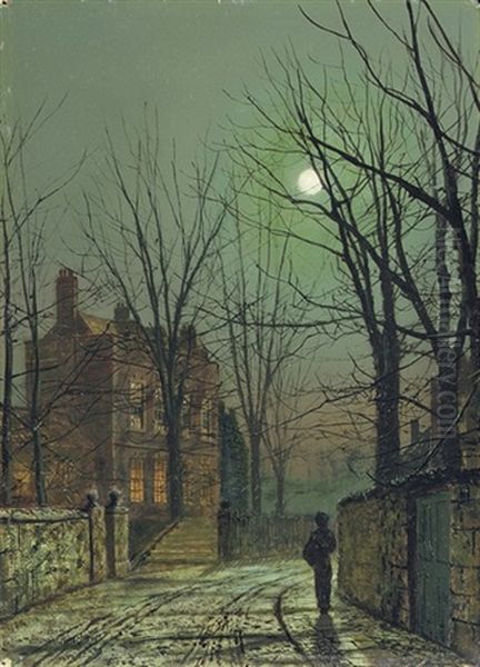 Au Clair De Lune Oil Painting by John Atkinson Grimshaw