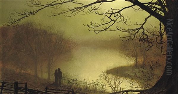 Roundhay Lake Oil Painting by John Atkinson Grimshaw