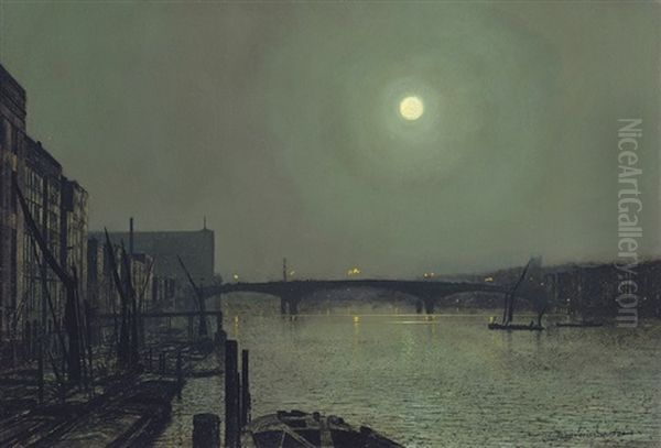 Southwark Bridge From Blackfriars Oil Painting by John Atkinson Grimshaw