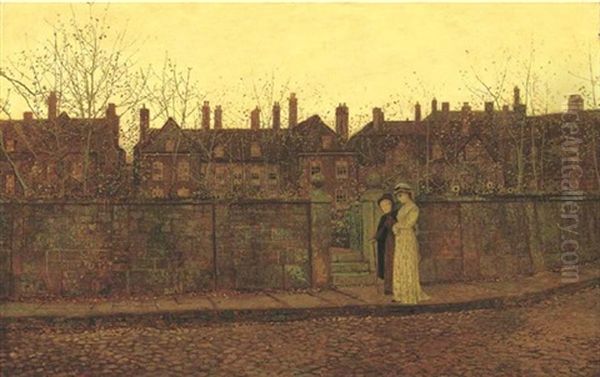 In The Golden Gloaming Oil Painting by John Atkinson Grimshaw