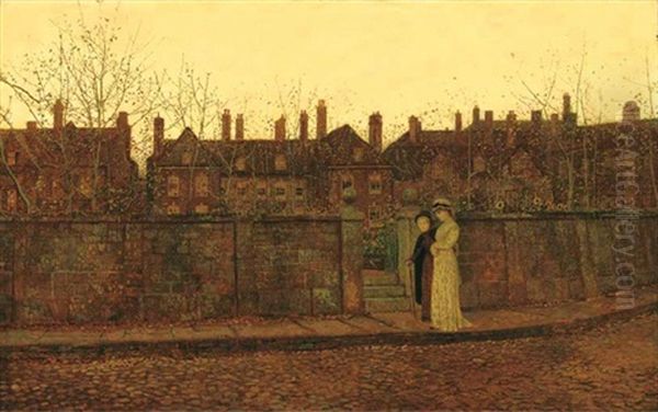 In The Golden Gloaming Oil Painting by John Atkinson Grimshaw