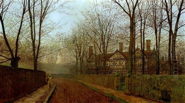 An Autumn Morning Oil Painting by John Atkinson Grimshaw