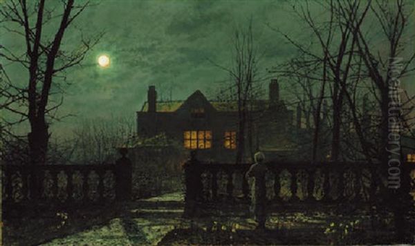 Konstrop Old Hall, Leeds Oil Painting by John Atkinson Grimshaw