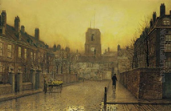 An Idyll Of Old Chelsea Oil Painting by John Atkinson Grimshaw