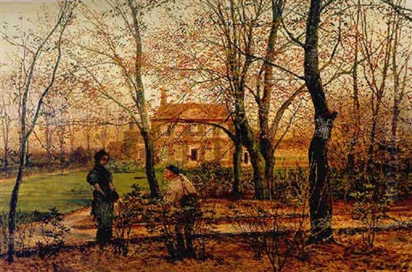 A View Of Allerton Lodge, Moortown, Leeds Oil Painting by John Atkinson Grimshaw