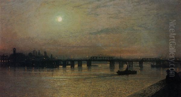 Battersea Bridge Oil Painting by John Atkinson Grimshaw