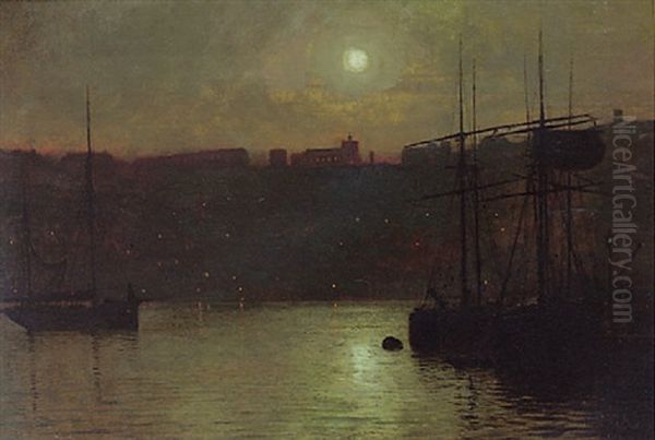 Scarborough At Sunset Oil Painting by John Atkinson Grimshaw