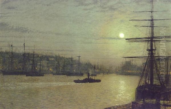 Full Tide, Whitby Oil Painting by John Atkinson Grimshaw