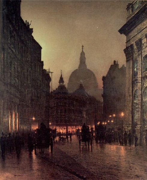 Cornhill Oil Painting by John Atkinson Grimshaw