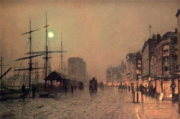 Dockside, Liverpool (salthouse Dock) Oil Painting by John Atkinson Grimshaw