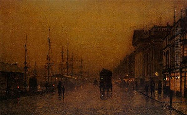 Liverpool At Night Oil Painting by John Atkinson Grimshaw