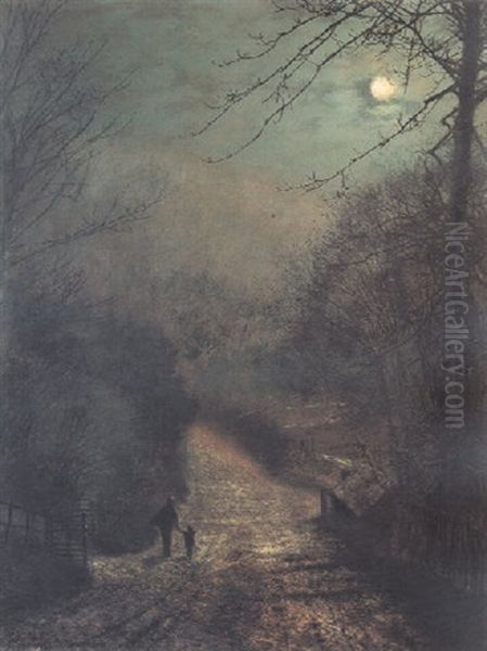 A Moonlight Path Oil Painting by John Atkinson Grimshaw