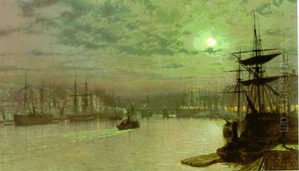 Whitby Harbor Oil Painting by John Atkinson Grimshaw