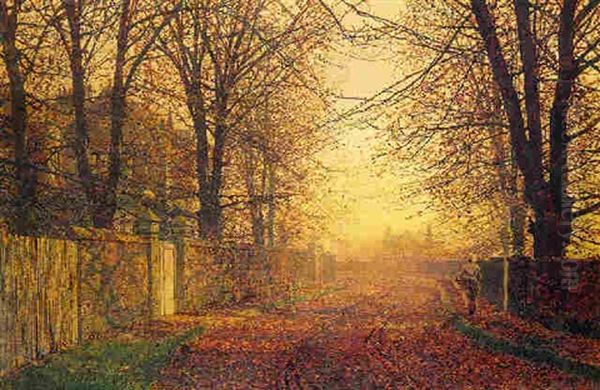 A Golden Shower Oil Painting by John Atkinson Grimshaw