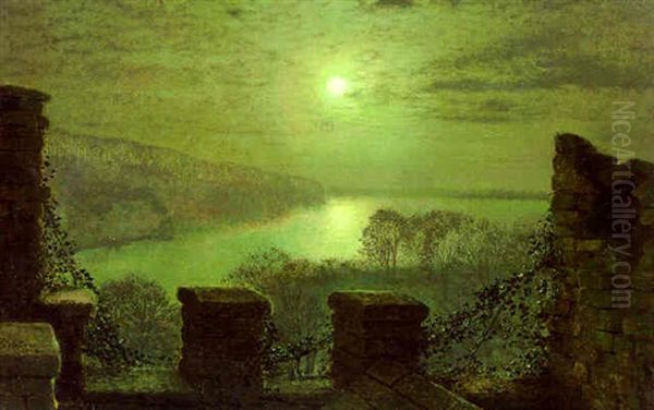 Roundhay Park From The Castle Oil Painting by John Atkinson Grimshaw