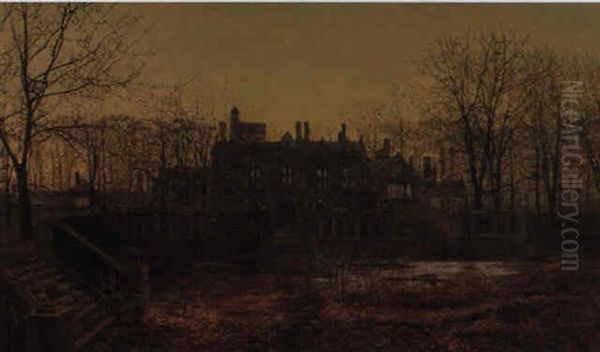 A Manor House, Autumn Oil Painting by John Atkinson Grimshaw