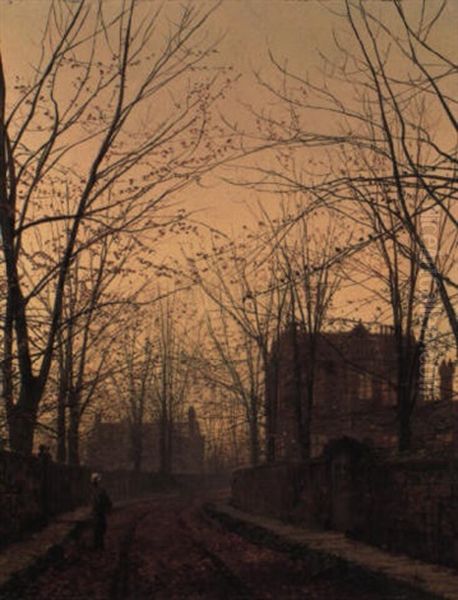 Autumn- Evening Glow Oil Painting by John Atkinson Grimshaw