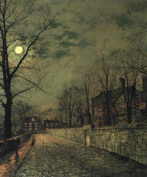 Moonlit Road Oil Painting by John Atkinson Grimshaw