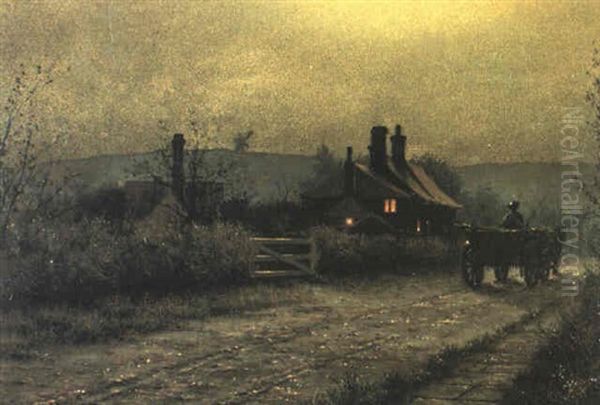 A Country Road, Near Leeds Oil Painting by John Atkinson Grimshaw