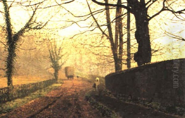 Stapleton Park, Near Pontefract, Leeds Oil Painting by John Atkinson Grimshaw