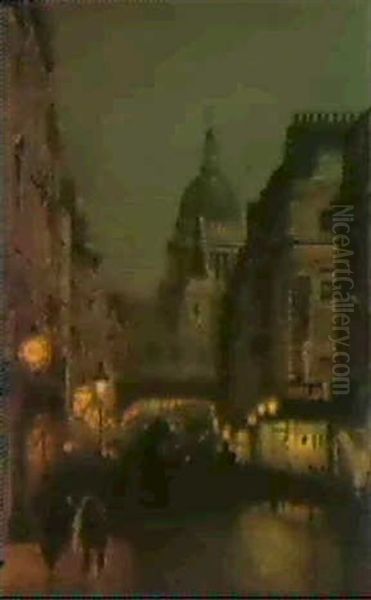 St. Paul's From Ludgate Circus Oil Painting by John Atkinson Grimshaw