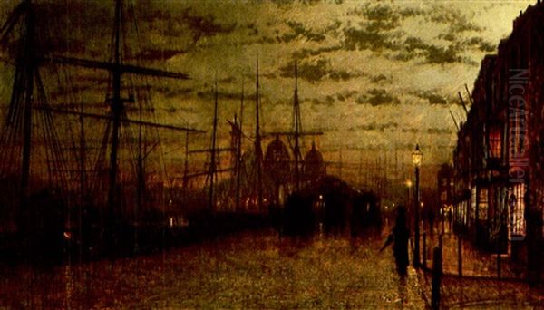 Humber Dock Side, Hull Oil Painting by John Atkinson Grimshaw