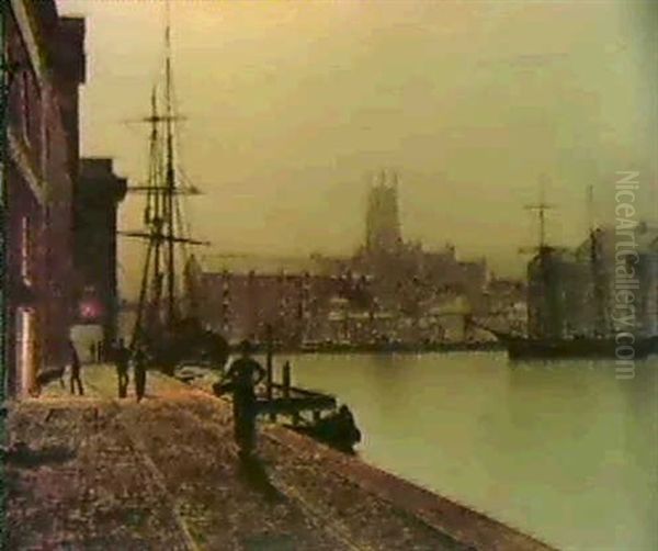 Gloucester Docks Oil Painting by John Atkinson Grimshaw