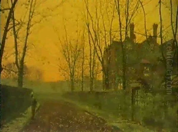 An Autumn Evening Oil Painting by John Atkinson Grimshaw