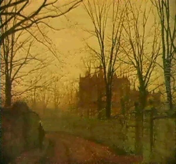 In The Autumn's Golden Glow Oil Painting by John Atkinson Grimshaw