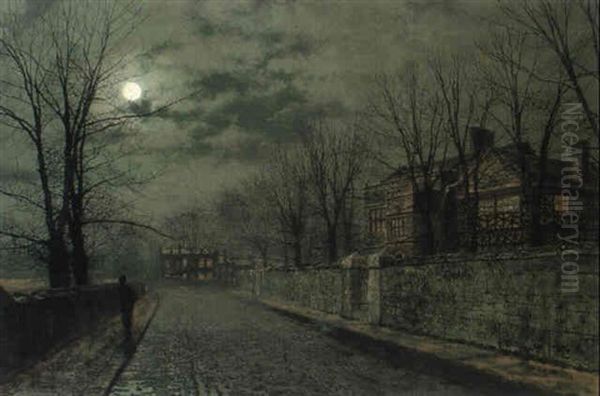 Cheshire Road Oil Painting by John Atkinson Grimshaw