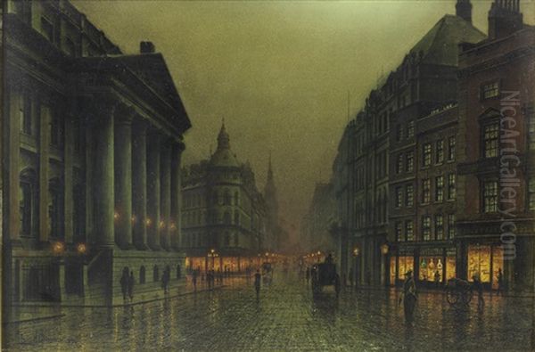 The Mansion House, London Oil Painting by Louis H. Grimshaw