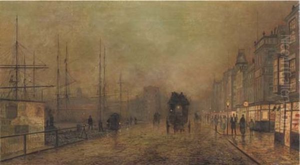 Glasgow Docks Oil Painting by Louis H. Grimshaw