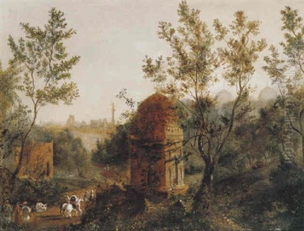 The Approach To Bidar From The Hyderabad Road Oil Painting by Robert Melville (Capt.) Grindlay