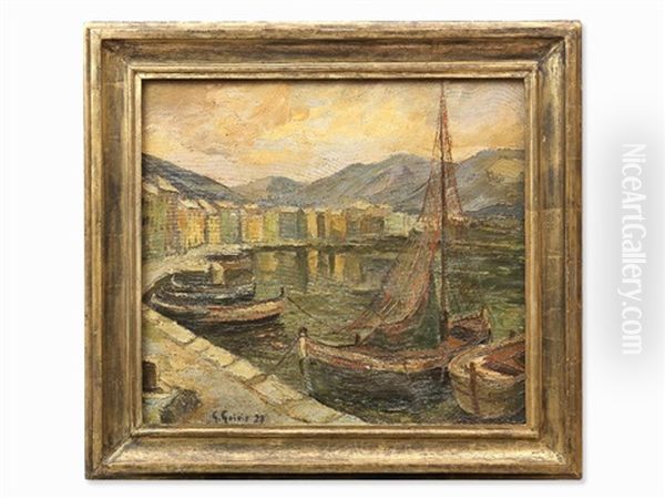 Harbor Scene With Fishing Boats Oil Painting by Georges Griois