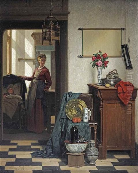 Domestic Bliss Oil Painting by Charles Joseph Grips