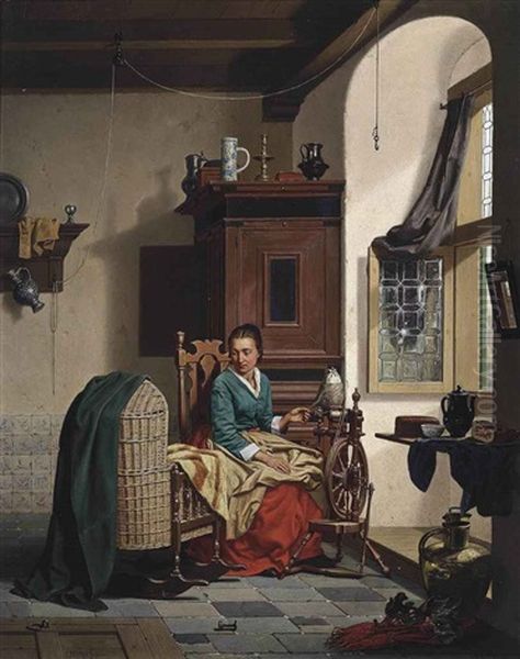 The Spinner's Favourite Oil Painting by Charles Joseph Grips