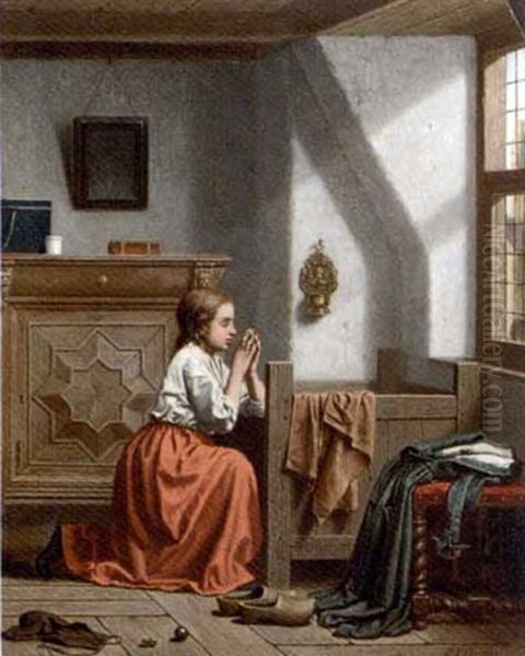 Daily Prayer Oil Painting by Charles Joseph Grips