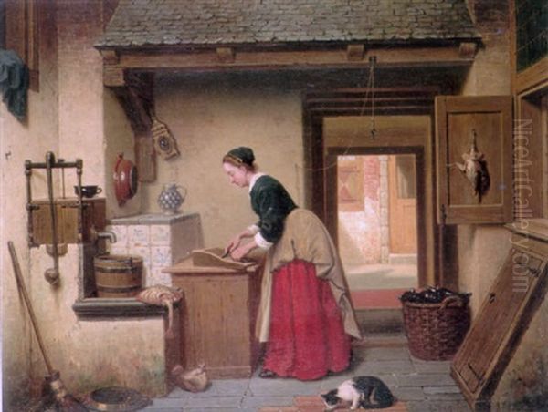 In The Pantry Oil Painting by Charles Joseph Grips