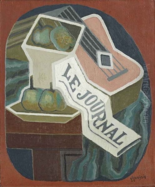 Compotier Et Journal Oil Painting by Juan Gris