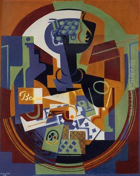 Compotier Et Cartes A Jouer Oil Painting by Juan Gris