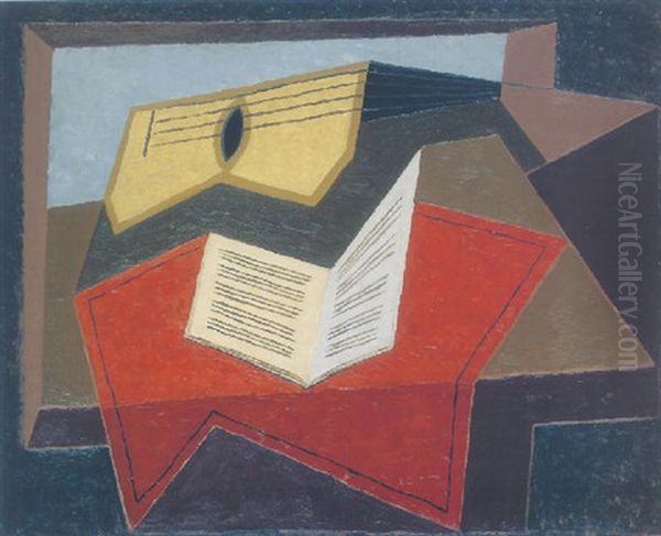 Guitare Et Papier A Musique Oil Painting by Juan Gris