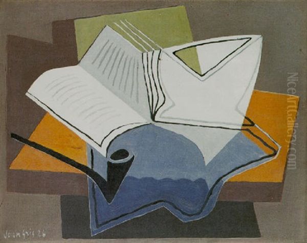 La Pipe Et Le Livre Ouvert Oil Painting by Juan Gris