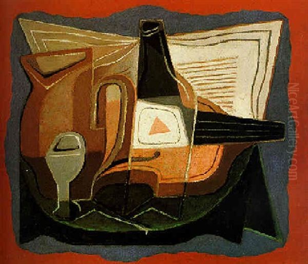 La Bouteille De Bass Oil Painting by Juan Gris