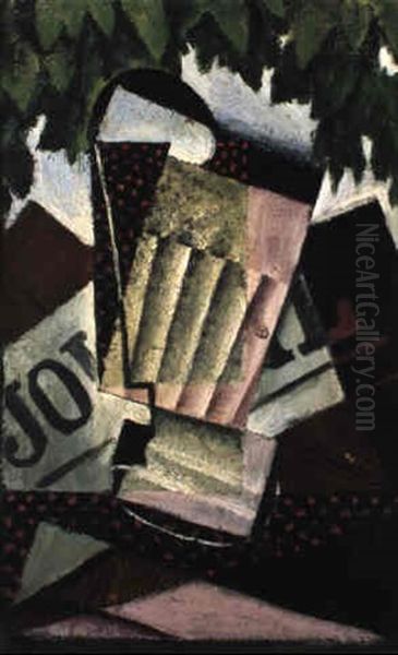 Verre, Journal Et Feuillage Oil Painting by Juan Gris